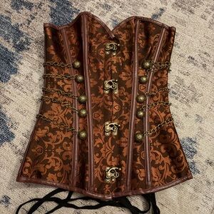 Brown and black corset with chains